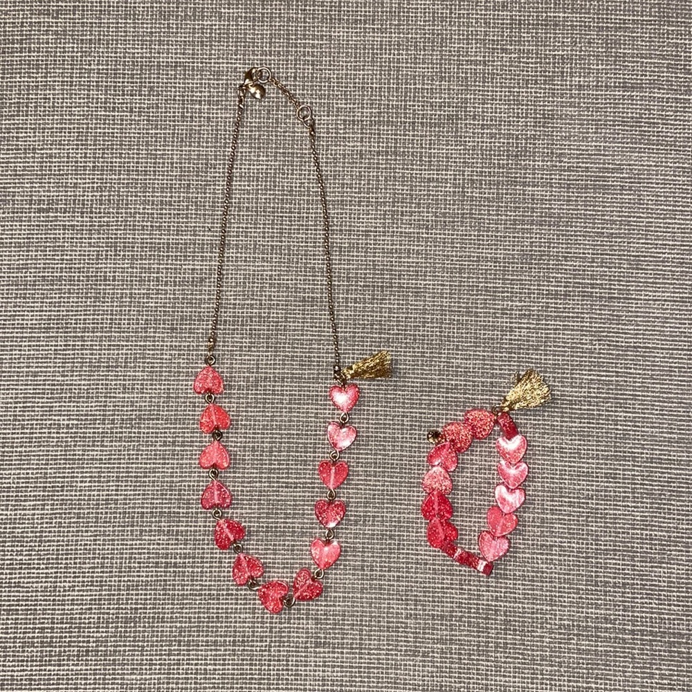 J. Crew Girls Heart Necklace and Bracelet